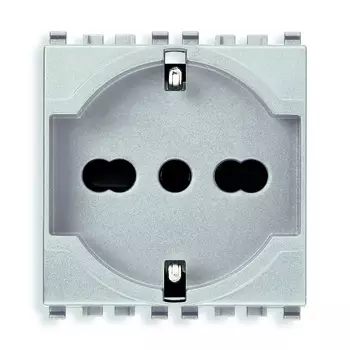 20210.N Розетка 2p+t 16a универсальная, серебро матовое Vimar Eikon