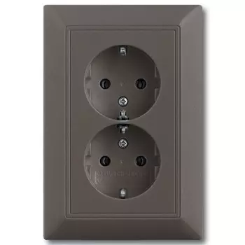 2021-0-0380 (20-02 EUJKS-93), Розетка SCHUKO 16А 250В, двойная, с защитными шторками, серия Basic 55, цвет шампань, ABB