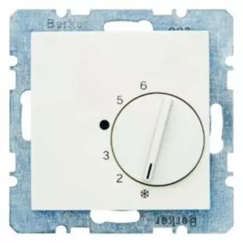 20268982 Регулятор температуры помещения с переключающим контактом и центральной панелью цвет: белый, с блеском S.1 Berker