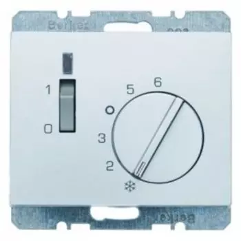 20307104 Регулятор температуры помещения с размыкающим контактом, центральной панелью, одноклавишным выключателем и светодиодом цвет: стальной, лак K.5 Berker