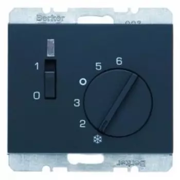 20317106 Регулятор температуры помещения 24 В с размыкающим контактом, центральной панелью, одноклавишным выключателем и светодиодом цвет: антрацит, матовый K.1 Berker
