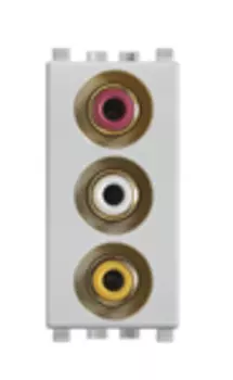 20335.N Розетка с тремя rca коннекторами, серебро матовое Vimar Eikon