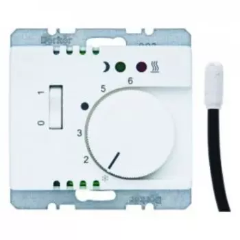 20340069 Регулятор температуры помещения пола с замыкающим контактом, с центральной панелью и светодиодом цвет: полярная белизна, с блеском Arsys Berker