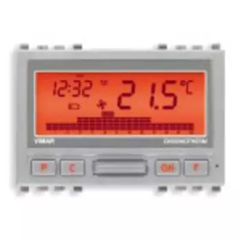 20446.N Хронотермостат с питанием от батареи, серебро матовое Vimar Eikon