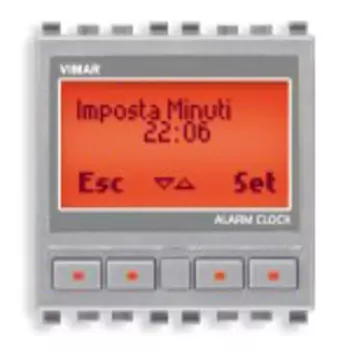 20449.N Часы-будильник 120-230v, серебро матовое Vimar Eikon