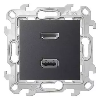 2411095-038 Коннектор HDMI+USB 2.0, графит Simon 24