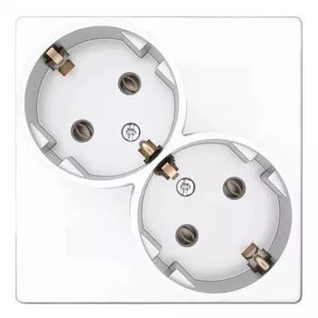 2450459-030 Розетка 2х2К+З Schuko без штор, бел Simon 24