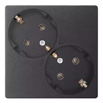 2450459-038 Розетка 2х2К+З Schuko без штор, графит Simon 24