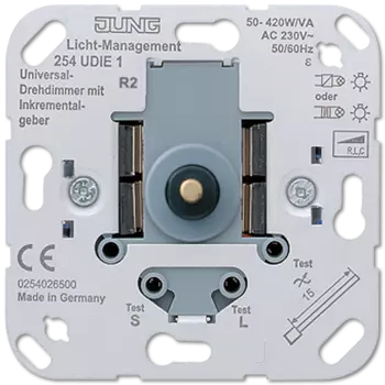 254UDIE1 Светорегулятор поворотно-нажимной 50-420 Вт/ВА для л/н,электрон. и обмоточных тр-ров Jung