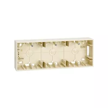 2700753-031 Монтажная коробка для накладного монтажа, 3 поста, 86х235х37мм, Simon 27 Play, слоновая кость