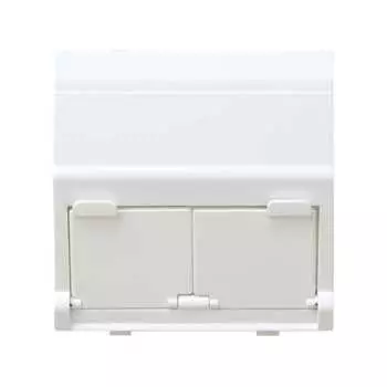 27086-35 Адаптер со шторками на 2 коннектора AMP (UTP, FTP), SYSTYMAX (RJ12, UTP), широкий модуль, Simon 27, белый