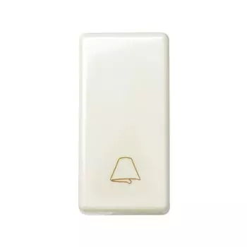 27150-61 Выключатель одноклавишный кнопочный с пиктограммой "звонок", 10А 250В, узкий модуль, Simon 27, слоновая к