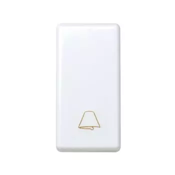 27150-64 Выключатель одноклавишный кнопочный с пиктограммой "звонок", 10А 250В, узкий модуль, Simon 27, белый