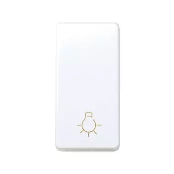 27151-64 Выключатель одноклавишный кнопочный с пиктограммой "лампа", 10А 250В, узкий модуль, Simon 27, белый