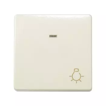 27161-62 Выключатель одноклавишный кнопочный с подсветкой, с пиктограммой "лампа", широкий модуль, 10А 250В,