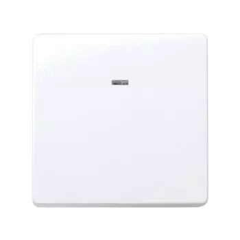 27204-65 Выключатель одноклавишный проходной с подсветкой, 10А 250В, широкий модуль, Simon 27, белый