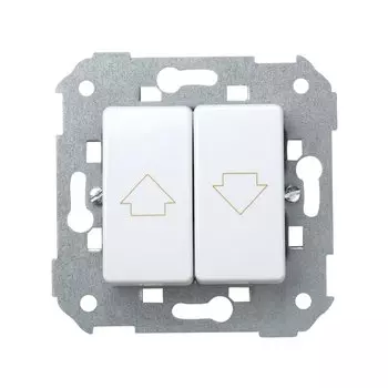 27396-65 Выключатель двухклавишный кнопочный для управления жалюзи (без блокировки), 10А 250В, Simon 27, белый