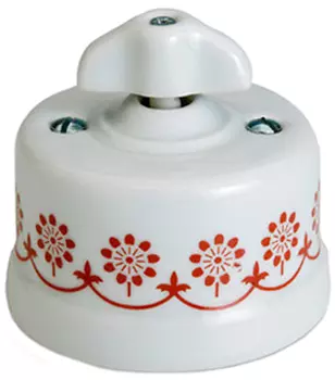 30342322 Выключатель для управления жалюзи, перекл-ль ретро, керамика с корич. рис. Fontini