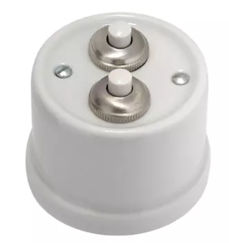 30343112 Двойная кнопка, керамика, синий рисунок Fontini