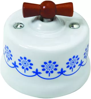 30344122 Двухполюсный выключатель, перекл-ль дерево,синий Fontini