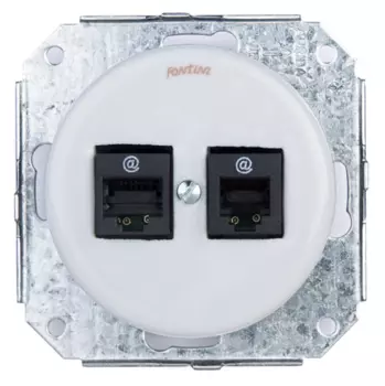 31707172 Компьютерная розетка RJ 45, 8 контактов 2-х мест. 6 кат., белая керамика Fontini