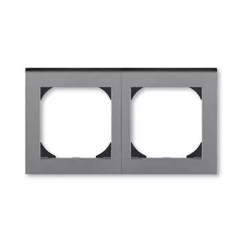 3901H-A05520 69 Рамка ABB Levit 55х55 для механизмов BJE Сталь / Дымчатый чёрный 2-постовая 2CHH015520A4069