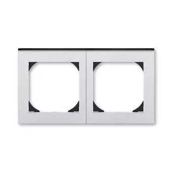 3901H-A05520 70 Рамка ABB Levit 55х55 для механизмов BJE Серебро / Дымчатый чёрный 2-постовая 2CHH015520A4070