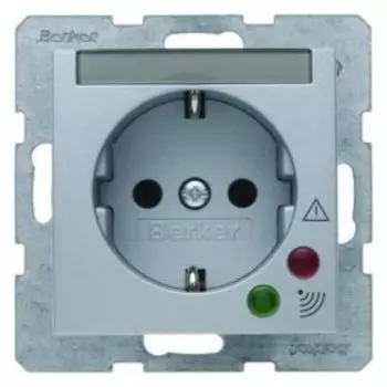 41081404 Штепсельная розетка SCHUKO с защитой от перенапряжения цвет: алюминий, матовый B.1/B.7 Glas Berker
