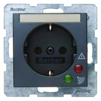 41081606 Штепсельная розетка SCHUKO с защитой от перенапряжения цвет: антрацит, матовый B.1/B.3/B.7 Glas Berker