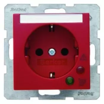 41088962 Штепсельная розетка SCHUKO с защитой от перенапряжения цвет: красный, с блеском S.1/B.3/B.7 Glas Berker