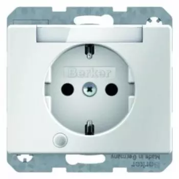 41100069 Штепсельная розетка SCHUKO с контрольной лампой, полем для надписи цвет: полярная белизна, с блеском Arsys Berker