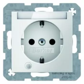 41101909 Штепсельная розетка SCHUKO с контрольной лампой, полем для надписи цвет: полярная белизна, матовый S.1 Berker