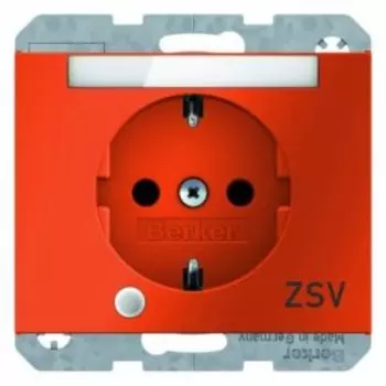 41107114 Штепсельная розетка SCHUKO с контрольной лампой, полем для надписи цвет: оранжевый, с блеском K.1 Berker