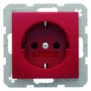 41431912 Штепсельная розетка SCHUKO цвет: красный, матовый S.1/B.1/B.3/B.7 Glas Berker
