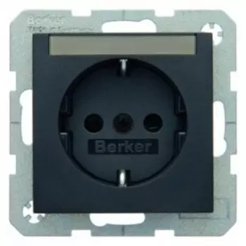 41491606 Штепсельная розетка SCHUKO с полем для надписей цвет: антрацит, матовый B.1/B.3/B.7 Glas Berker