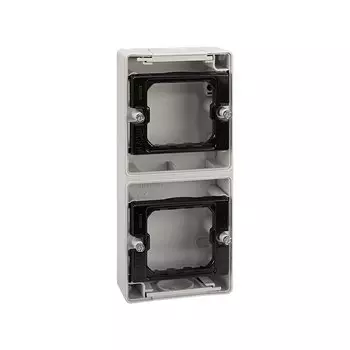 4400763-035 Основание под 2-местную рамку, IP55, открытый вертикальный монтаж, 170*75*33мм, Simon 44 Aqua, серый