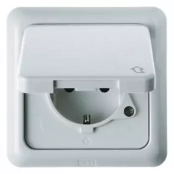 4718 Штепсельная розетка SCHUKO с откидной крышкой и рамкой цвет: белый, с блеском Влагозащищенный скрытый монтаж IP44 Berker