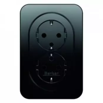 47282045 Двойная штепсельная розетка SCHUKO, цельная, черная, с блеском R.1 Berker