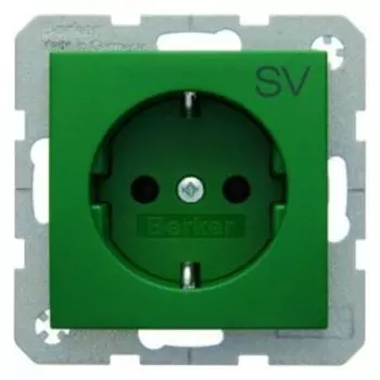 47431903 Штепсельная розетка SCHUKO с надписью цвет: зеленый, матовый S.1/B.1/B.3/B.7 Glas Berker