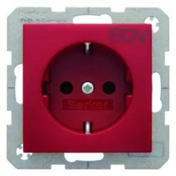 47431922 Штепсельная розетка SCHUKO с надписью цвет: красный, матовый S.1/B.1/B.3/B.7 Glas Berker
