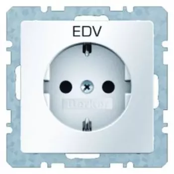 47436009 Штепсельная розетка SCHUKO с оттиском цвет: полярная белизна, с эффектом бархата с оттиском "EDV", цвет: черная, Q.1 Berker