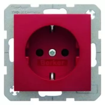47438912 Штепсельная розетка SCHUKO цвет: красный, с блеском S.1/B.3/B.7 Glas Berker