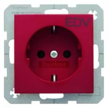 47438922 Штепсельная розетка SCHUKO с надписью цвет: красный, с блеском S.1/B.3/B.7 Glas Berker