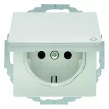 47446089 Штепсельная розетка SCHUKO с откидной крышкой цвет: полярная белизна, с эффектом бархата с защитой от детей, Q.1 Berker