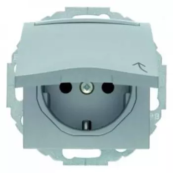 47461404 Штепсельная розетка SCHUKO с откидной крышкой и полем для надписи цвет: алюминий, матовый B.1/B.7 Glas Berker