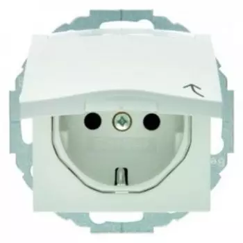 47461909 Штепсельная розетка SCHUKO с откидной крышкой и полем для надписи цвет: полярная белизна, матовый S.1/B.1/B.3/B.7 Glas Berker