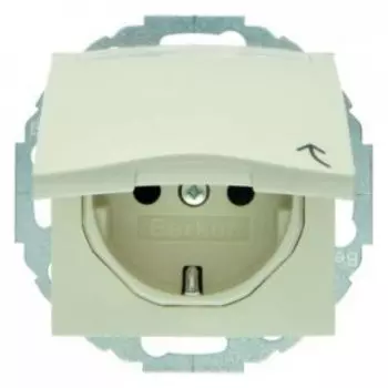 47468982 Штепсельная розетка SCHUKO с откидной крышкой и полем для надписи цвет: белый, с блеском S.1 Berker