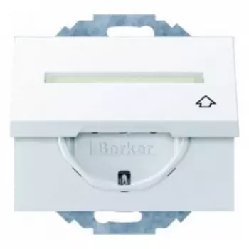47487109 Штепсельная розетка SCHUKO с откидной крышкой и полем для надписи цвет: полярная белизна, с блеском K.1 Berker
