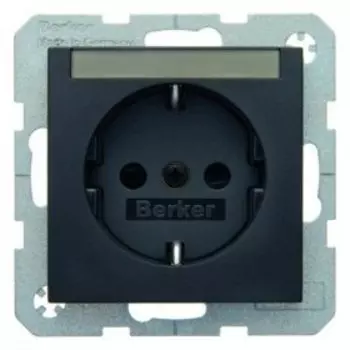 47491606 Штепсельная розетка SCHUKO с полем для надписей цвет: антрацит, матовый B.1/B.3/B.7 Glas Berker