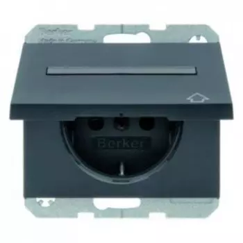 47527106 Штепсельная розетка SCHUKO с откидной крышкой и полем для надписи цвет: антрацит, матовый K.1 Berker